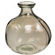 Glazen vaas rond bruin glazen decoratievaas rustiek Ø16.5cm H18cm