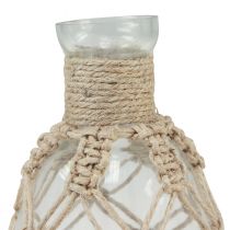 Artikel Glazen vaas macrame jute naturel zomer maritiem Ø11cm H19,5cm