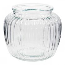 Artikel Glazen vaas geribbelde vaas glas Ø14cm H13cm 2st