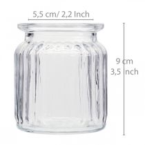 Artikel Glazen vaas geribbelde vaas glas Ø7,5cm H9cm 4st