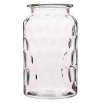 Glazen vaas met patroon, glazen lantaarn H18,5cm Ø11cm Helder