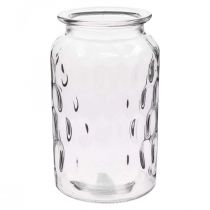 Glazen vaas met patroon, glazen lantaarn H18,5cm Ø11cm Helder