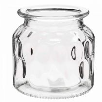 Artikel Glazen vaas met patroon, lantaarn helder glas H11cm Ø11cm