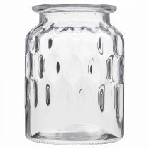 Glazen vaas met patroon, lantaarn helder glas H15cm Ø11cm
