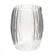 Artikel Glazen vaas met groeven, heldere glazen lantaarn H15cm Ø11,5cm