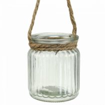 Glazen vaas voor hanglantaarn glas touw Ø8cm H9cm