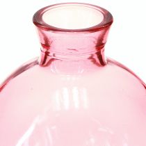 Artikel Glazen vazen bolvormig roze retro mini vaasjes Ø7,5cm H9cm 6 stuks