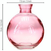 Artikel Glazen vazen bolvormig roze retro mini vaasjes Ø7,5cm H9cm 6 stuks