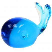 Glazen Walvis Blauw L12cm