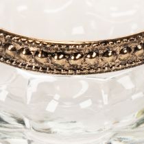 Artikel Glazen theelichthouders met decoratieve metalen rand, 6 cm, 4 stuks
