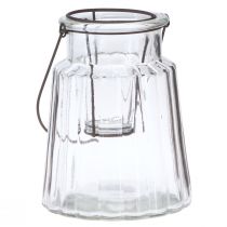 Artikel Glazen lantaarn lantaarn met handvat glas helder Ø14cm H18cm
