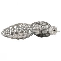 Artikel Kerstkegels glazen kegels glasdecoratie zilver H6,5cm 10 stuks
