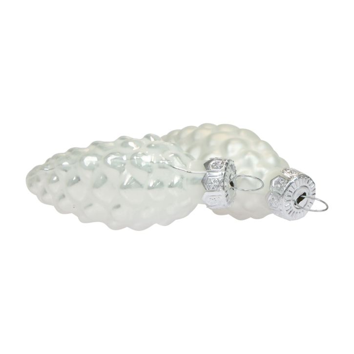 Glazen kegels kerstversiering glas wit Ø2,5cm 6cm 10st