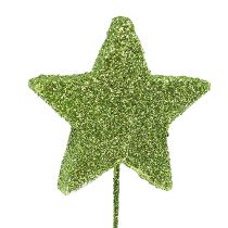 Mica sterren groen 4cm op draad 60st
