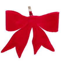 Artikel Decoratieve rode strik met clip. Veelzijdige kerstversiering. 11 cm, 4 stuks.