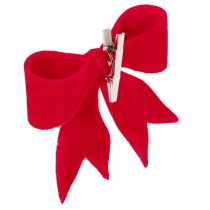 Artikel Decoratieve rode strik met clip. Veelzijdige kerstversiering. 11 cm, 4 stuks.