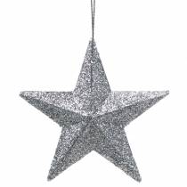 Artikel Glitterster zilver 9,5/5cm 18 st