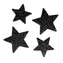 Glittersterren zwart 4-5cm 40st