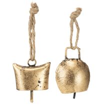 Artikel Bellen kerstboomversiering metaal vintage goud 5 cm 8 stuks