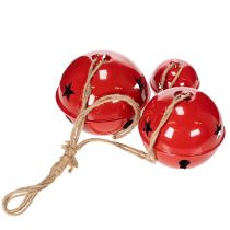 Artikel Rode metalen belletjes, set van 3, decoratief, 14/12/8 cm