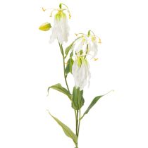 Artikel Kunstmatige Gloriosa-bloem, wit en geel, elegante bloeiende tak voor decoratie, 80 cm, 3 stuks