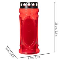 Artikel Grafkaars rood, deksel zwart, herdenkingskaars 4 dagen 23 cm