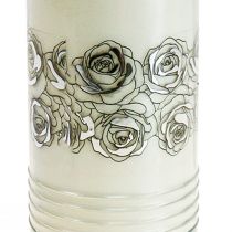 Grafkaarsen rozen wit rouwlicht Ø7cm H23,5cm 130u 2st
