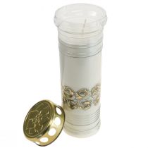 Artikel Grafkaars witte rozen goud rouwlicht Ø7cm 23.5cm 100h 2st