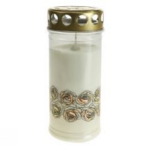 Artikel Grafkaarsen witte rozen rouwlicht herdenkingslicht Ø7cm H18cm 90h 2st