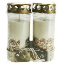 Artikel Grafkaarsen witte rozen rouwlicht herdenkingslicht Ø7cm H18cm 90h 2st