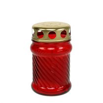 Artikel Grafkaarsen van glas rood Ø6cm H11cm 12 st.