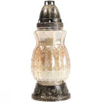 Graflicht glas ranken rozen H26cm Ø12cm getint goud 24-30u