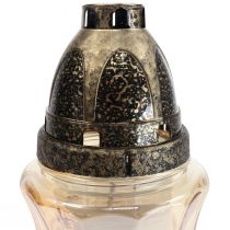 Artikel Graflicht glazen ranken rozen H26cm Ø12cm getint goud 24-30u
