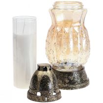 Artikel Graflicht glazen ranken rozen H26cm Ø12cm getint goud 24-30u