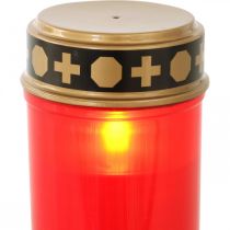 LED-grafverlichting rood timer op batterijen Ø6.5cm H12.5cm