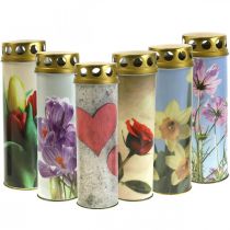 Graflicht met motief, rouwdecoratie Ø6cm H20cm 6st