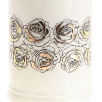 Artikel Grafkaars witte rozen goud rouwlicht Ø7cm H18cm 77h