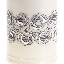 Grafkaars wit rozen zilver rouwlicht Ø7cm H18cm 77h