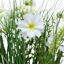 Artikel Decoratief gras met Cosmea bloemen in een schaal H45cm