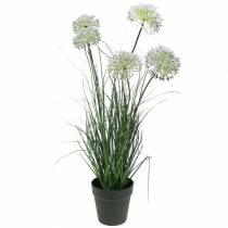 Artikel Gras met bloemen in de pot kunstpaars 70cm