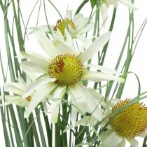 Artikel Gras met Echinacea kunstmatig in een witte pot 56cm