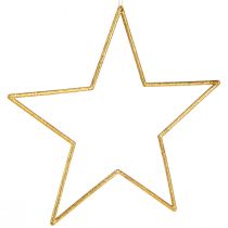 Artikel Grote decoratieve sterren gouden glitterdecoratie om op te hangen 24cm 6 st