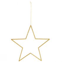Artikel Glinsterende gouden decoratieve sterren 24cm om op te hangen - Kerstdecoratieset van 6