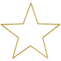 Artikel Glinsterende gouden decoratieve sterren 24cm om op te hangen - Kerstdecoratieset van 6