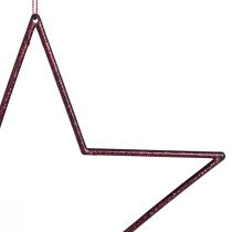 Artikel Grote decoratieve sterren om op te hangen Berry Glitter 24cm 6 st