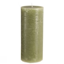 Artikel Grote kaarsen stompkaarsen olijfgroen 85x200mm 2 st