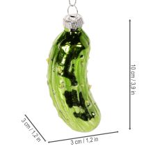 Artikel Glazen kerstaugurk, kerstboomversiering om op te hangen, 7 cm, 4 stuks