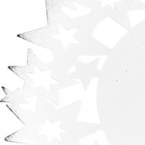 Kerstbord metalen sierbord met sterren wit Ø34cm
