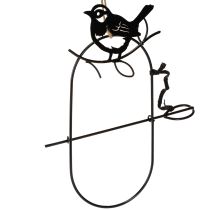 Artikel Hangende decoratie metalen decoratie vogels zwart voederstation 18×22,5cm 3 stuks