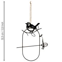 Artikel Hangende decoratie metalen decoratie vogels zwart voederstation 18×22,5cm 3 stuks